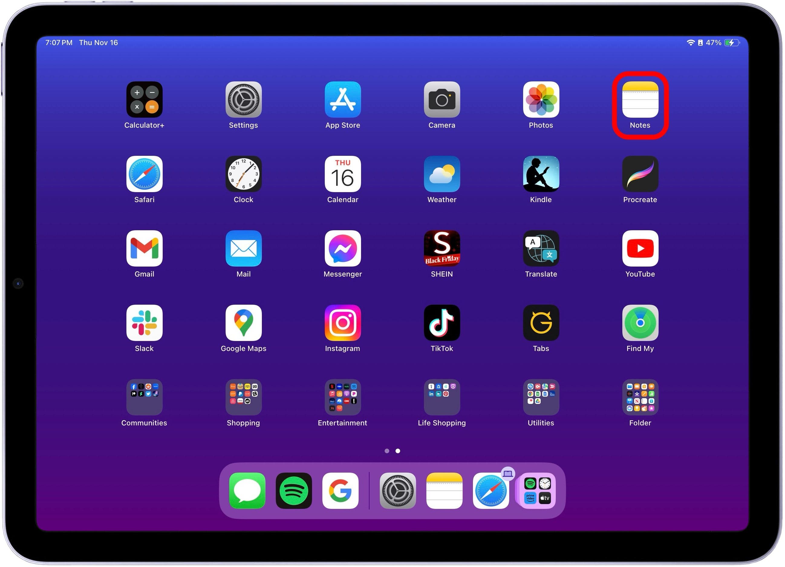 abre la aplicación de notas en el ipad