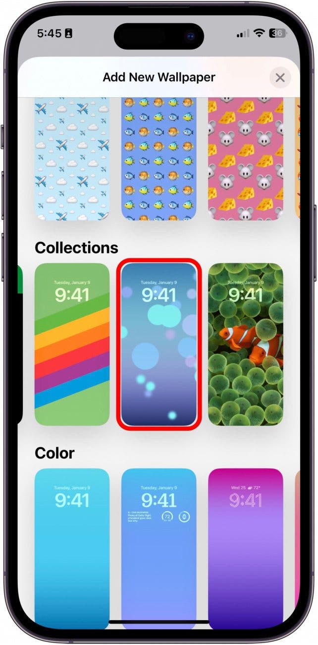 Establecer foto en vivo como fondo de pantalla