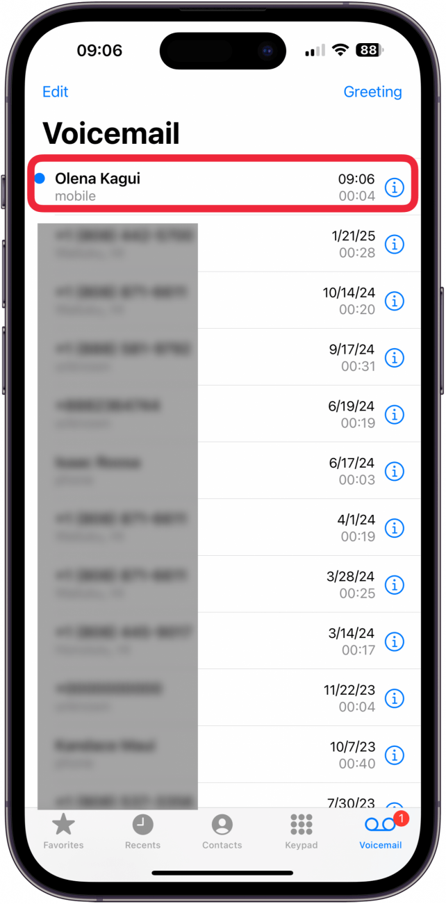 el destinatario verá el correo de voz